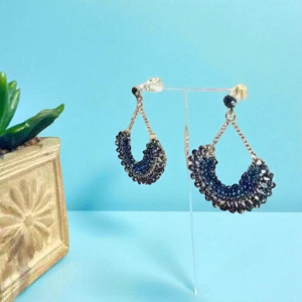 Beaded Peacock Earrings with Stones